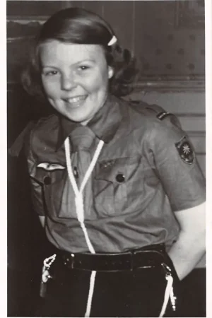 Soestdijk H.K.H. Prinses Beatrix in het uniform van het Ned. Padvindsters Gilde 1 Febr. 1950 Padvinderij Scouting Koningshuis HC39330 Nowość