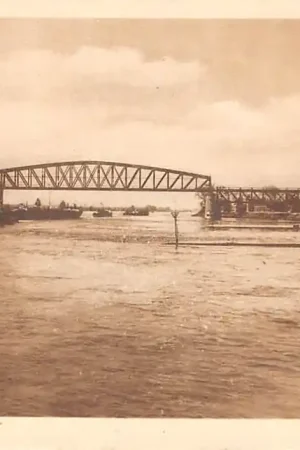 Zwrot pieniędzy Sliedrecht Spoorbrug met sleepboot en sleep binnenvaart schepen Scheepvaart Spoorwegen 1926 HC38781
