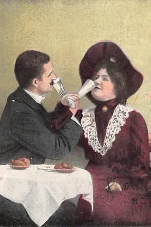 Wysoka jakość Fantasie Vintage Oudejaarsavond Stelletje proost op het nieuwe jaar HC38748