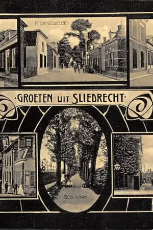 Wyprzedaż Sliedrecht Groeten uit met Benedeneinde MIddengedeelte Kerkbuurt Postkantoor en Stationsweg Boschlaan HC38783