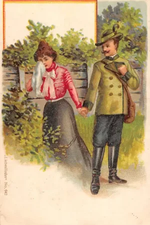 Darmowa dostawa Fantasie Vintage Jager neemt afscheid van meisje HC38742