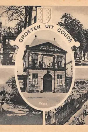 Gouda Groeten uit .. Vischhallen Waag Van Bergen IJzendoornpark Gouwe met St. Jozefkerk Panorama HC38356 Niska cena