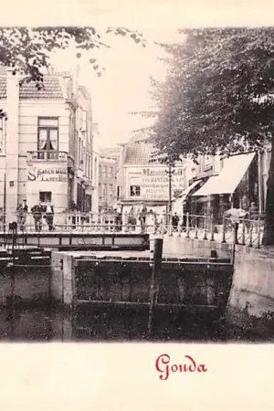 Gouda Dubbele Buurt Haven met Donkere Sluis 1900 HC38306 Tylko dziś