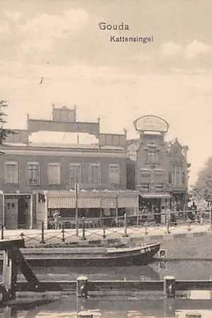 Gouda Kattensingel Kleiwegbrug Verdwenen Hotel Restaurant Vredebest Spoorstraat Swartsenburg HC38045 Autentyczny