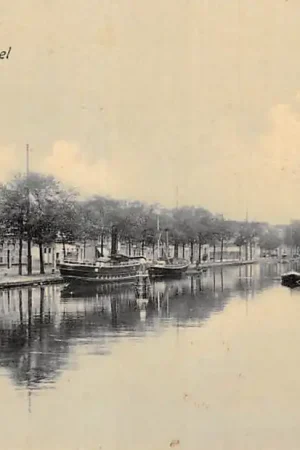 Wysoka jakość Gouda Kattensingel vanaf het Bolwerk 1906 Binnenvaart schepen Scheepvaart HC38040
