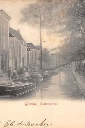 Gouda Blauwstraat Turfmarkt Binnenvaart schepen Scheepvaart 1903 HC38113 Tani