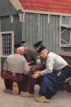 Volendam Visser mannen aan de praat Klederdracht Vintage HC37325 Tylko dziś