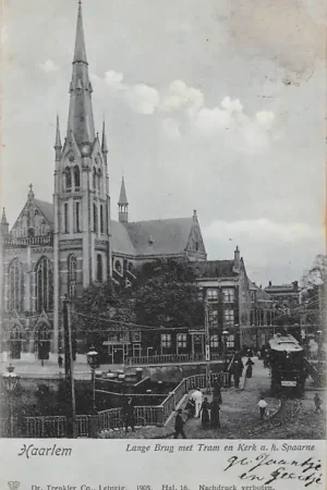 Ekspresowa dostawa Haarlem Lange Brug met Tram en Kerk a.h. Spaarne 1905 HC37262