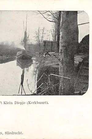 Sliedrecht Kerkbuurt Gezicht in 't Klein Diepje met binnenvaart schip 1900 Scheepvaart HC36824 Darmowa dostawa