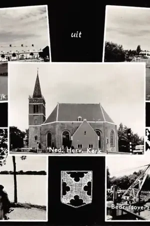 Sliedrecht Groeten uit 1963 Fontein Vogelvijver Ned. Herv. Kerk Merwede Bedrijfsoverzicht Scheepsbouw werf Van Rees HC36708 Popularny