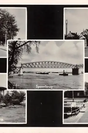 Sliedrecht Groeten uit 1953 Merwesingel Dr. Langev. plein Spoorbrug Oosterbrug en Stationsweg HC36706 Popularny