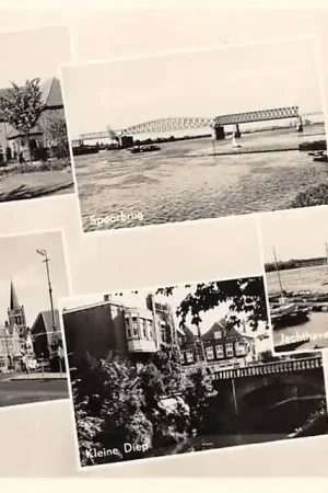 Tylko dziś Sliedrecht Groeten uit 1955 Gemeentehuis Kleine Diep Spoorbrug Kerkstraat en Jachthaven HC36701