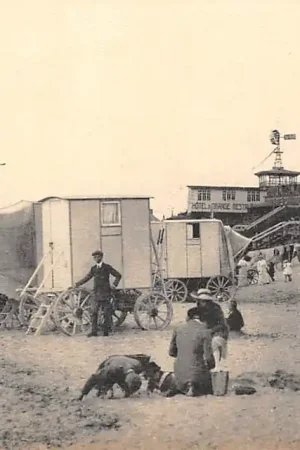 Zandvoort aan Zee Strand gezicht met badkoetsen 1915 HC36413 Wysoka jakość
