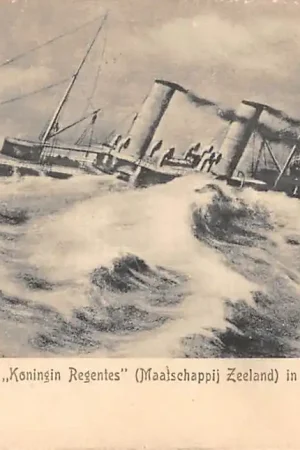 Bezpieczna płatność Vlissingen De Koningin Regentes Maatschappij Zeeland in stormweer 1911 Zee scheepvaart Schepen HC36402