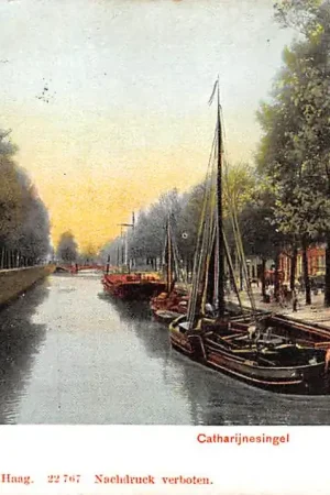 Utrecht Catharijnesingel met schepen 1905 Scheepvaart HC35714 Autentyczny