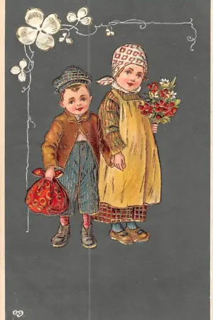 Ekspresowa dostawa Fantasie Vintage Jongen en meisje 1908 Reliëfkaart Kind HC35077