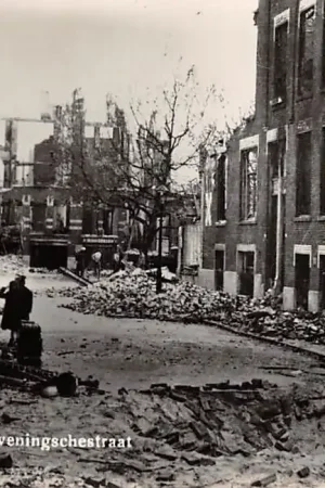Wysoka jakość Rotterdam Scheveningschestraat na bombardement Mei 1940 WO2 HC34467