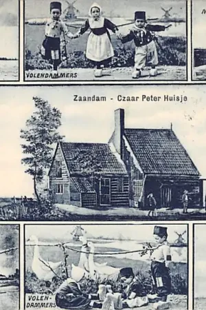 Zaandam Czaar Peter Huisje Vintage Molen bij Gouda Katwijk Volendam Zeeuwsche kinderen in klederdracht 1907 HC33856 Ekspresowa dostawa