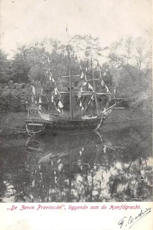 Szybka dostawa Den Helder De Zeven Provinciën aan de Hoofdgracht 1905 Schepen Scheepvaart HC33683