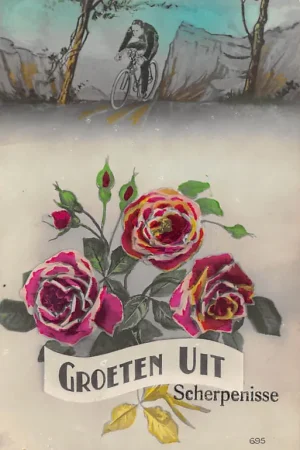 Scherpenisse Groeten uit 1934 met Wielrijder Tholen Zeeland HC33697 Oryginalny