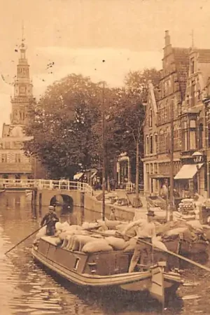 Alkmaar Luttik Ouddorp met binnenvaart schepen Scheepvaart 1910 HC33731 Wysoka jakość