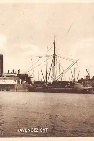 Tani Zaandam Haven gezicht met zee en binnenvaart schepen 1932 Scheepvaart HC33594