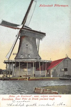 Zaandam Molen de Grootvorst waar, volgens de overlevering, Czaar Peter de Groote gearbeid heeft HC33555 Najlepsza cena