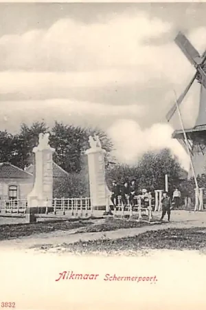 Darmowa dostawa Alkmaar Schermerpoort met molen 1900 HC33552