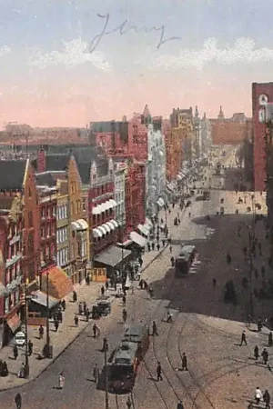 Wysoka jakość Amsterdam Damrak met trams 1922 HC32760