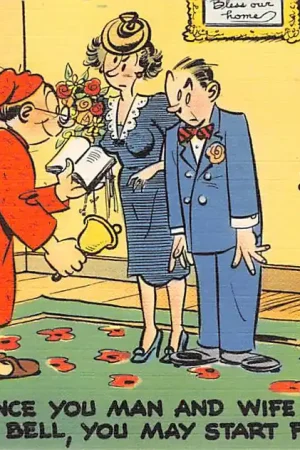 Tani USA Humor I pronounce you man and wife -when I ring the bell, you may start fighting Cartoon Fantasie Vintage Noord-Amerika HC32069