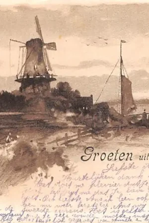 Tani Roermond Vintage Groeten uit 1900 Molen Illustrator A. Heide Fantasie HC31897