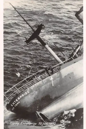 Bezpieczna płatność Scheepvaart Flying Enterprise Scheepsramp 10 Jan. 1952 Vlak voor de ondergang Schepen USA Noord-Amerika HC31463