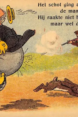 Fantasie Vintage Humor Cartoon Illustrator Donald Mc. Gill Het schot ging af .... enz.HC31170 Oferta