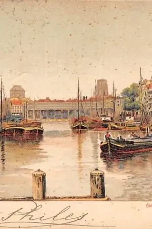 Darmowa dostawa Rotterdam 1904 Haven met binnenvaart schepen Scheepvaart HC30989