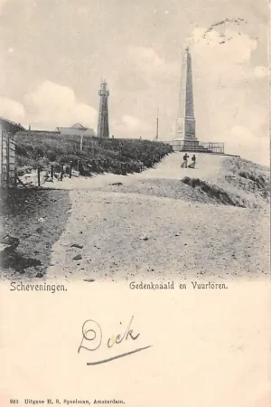 Scheveningen Gedenknaald en Vuurtoren 1903 's-Gravenhage HC30949 Niska cena