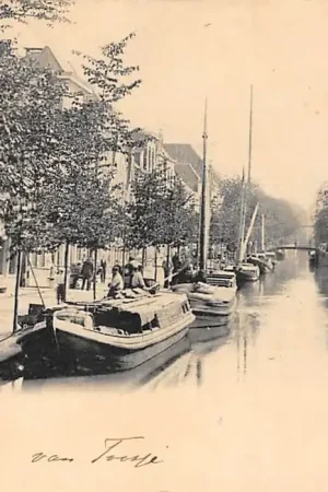 Tylko dziś Gouda Turfmarkt met binnenvaart schepen 1903 Scheepvaart Swartsenburg HC30862