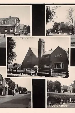 Emmer-Compascuum Groeten uit 1950 Oosterdiep Bus en Benzinepomp Doorsnee Hoofdkanaal N.H. Kerk HC30711 Zwrot pieniędzy