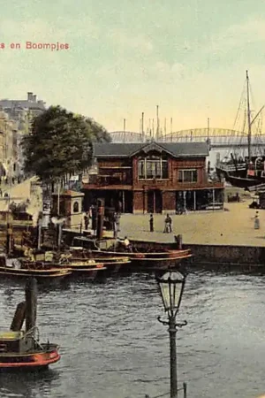 Autentyczny Rotterdam Gezicht op Maas en Boompjes Sleepboot Scheepvaart 1907 HC30746