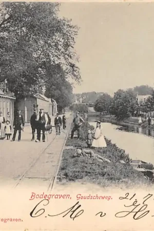 Bodegraven Goudscheweg met tramspoor en volk 1904 HC30584 Oferta limitowana