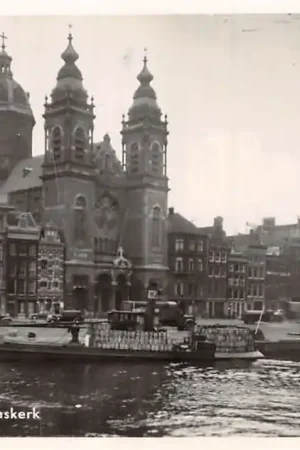 Amsterdam St. Nicolaaskerk 1948 Binnenvaart schepen ScheepvaartHC30439 Autentyczny