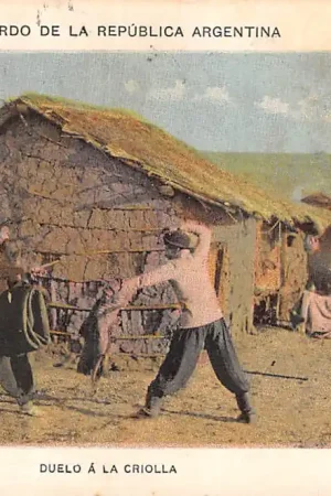 Argentinië Recuerdo de la Republica Argentina Duelo a la Criolla Kleinrondstempel Ulrum 1902 Zuid-Amerika HC30116 Darmowa dostawa