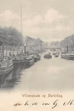 Wysoka jakość Leeuwarden Willemskade op Marktdag 1904 Binnenvaart schepen Scheepvaart HC28349