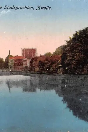 Zwolle Gezicht op de Stadsgrachten Gasfabriek en -houder 1918 HC33899 Ekspresowa dostawa