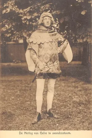 Utrecht Lustrumfeesten 1911 Het beleg van Utrecht in 1345 De Hertog van Gelre in avondcostuum HC58169 Oryginalny