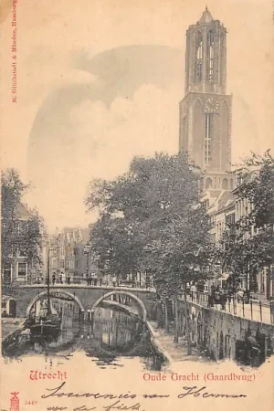 Utrecht Oude Gracht Gaardbrug en Dom 1900 HC53373 Tylko dziś