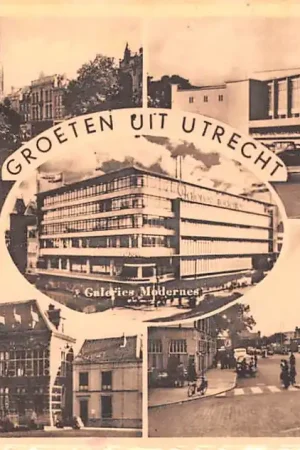 Utrecht Oude Gracht met Domtoren Universiteitsgebouw Galeries Modernes Schouwburg Stationsplan HC50919 Zamów teraz