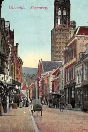Utrecht Steenweg met Dom in de steigers 1915 HC39264 Tylko dziś