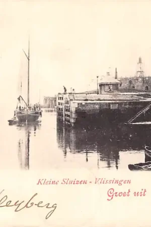 Vlissingen Kleine Sluizen met Schip Rijks Loods wezen Scheepvaart Schepen 1901 HC55240 Nowość