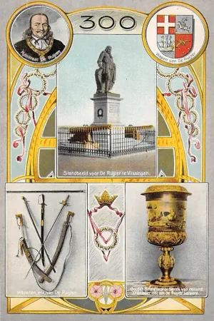 Szybka dostawa Vlissingen 300 jaar Michiel de Ruijter 1907 Wapenen enz. van De Ruijter Gouden beker Standbeeld van de Ruijter HC41052