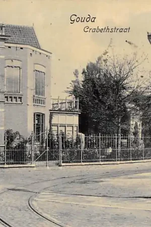 Gouda Crabethstraat hoek Crabethplantsoen Tramspoor 1906 HC38069 Bezpieczna płatność